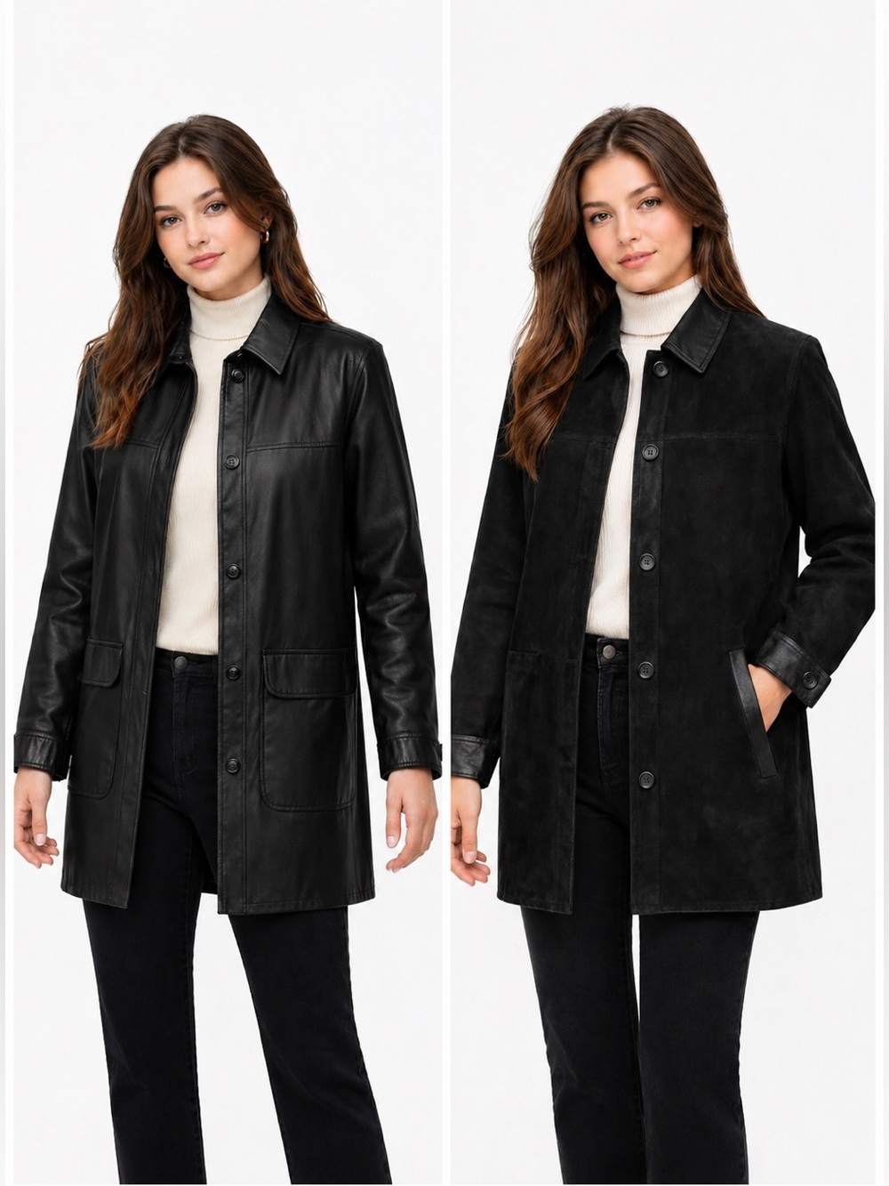 Vintage Bod & Christensen Reversible Women’s Black Leather and Suede coat